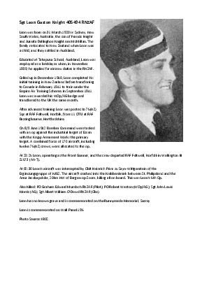 A preview of a PDF biography for Knight, Leon Gaston